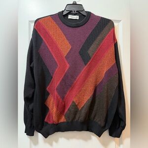 St. Croix Mens Size L Geometric Knit Sweater Vintage 90s Colorblock Crewneck
